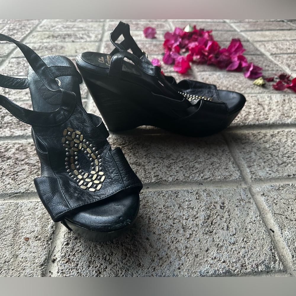 Calleen Cordero Boho leather beaded wedges - Picture 2 of 4